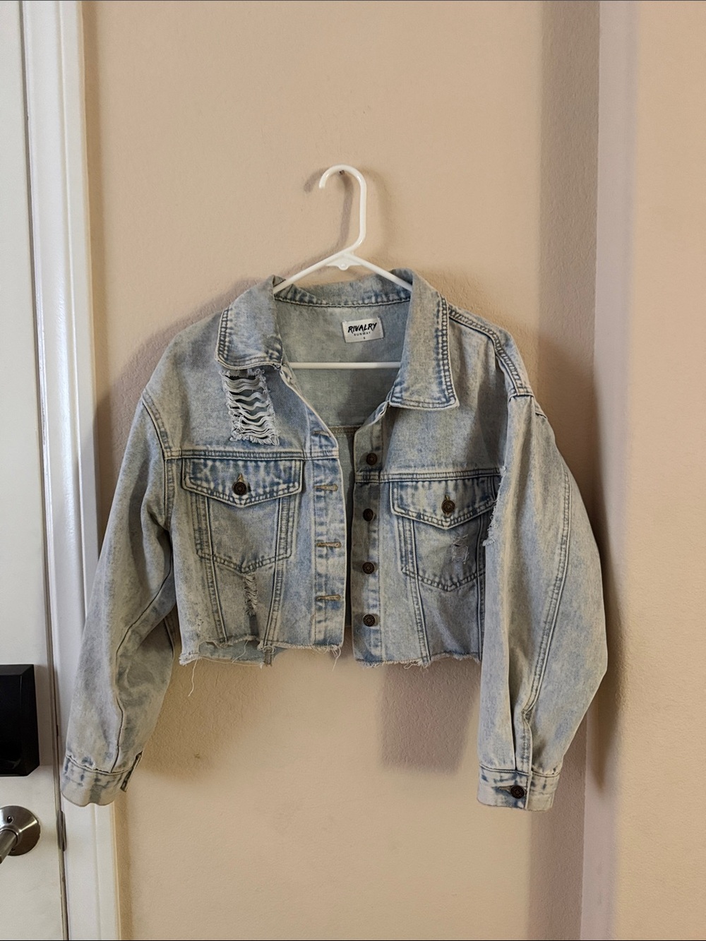 Light Blue Cropped Denim Jacket